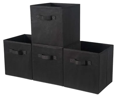 Produktbild von Stoffaufbewahrungsboxen, 4er-Set, 33 x 38 x 33 cm. Faltbare Aufbewahrungskiste mit Griffen, Organizerkorb für Schrank, Regal oder Spind.