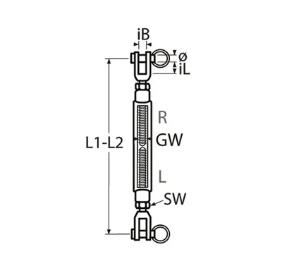 Produktbild von Wantenspanner offen Gabel-Gabel, M12, Edelstahl, A4