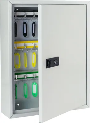 Produktbild von Schlüsselschrank mit Zahlencode & 42 Haken, 35 x 27 x 8 cm, HMF 13642-07, Grau