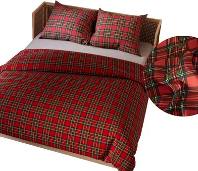 Produktbild von Bettwäsche, Baumwollsatin-Bettwäsche 160x200 Szkoti Weihnachtsplaid