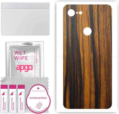 Produktbild von apgo Rückseite Schutzfolie, Skin, kompatibel mit Google Pixel 3a, Hinten Displayschutzfolie aus Vinylfolie, kratzfest, einfache Montage - Tigerwood