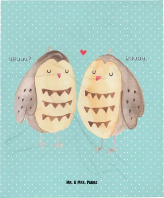 Produktbild von Mr. & Mrs. Panda Fleecedecke Eulen Liebe - Türkis Pastell - Geschenk, Babydecke, Owl, Pärchen, Eule, Schlummerdecke, Plaid, Kinderdecke, Erstlingsdecke