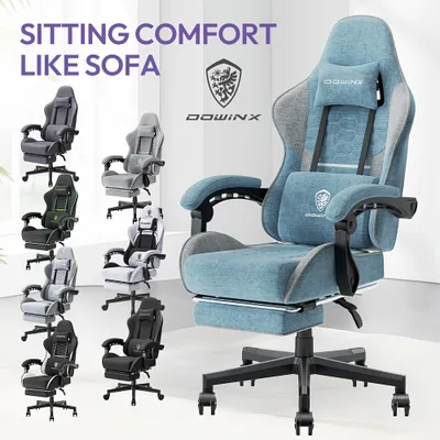 Immagine prodotto di Sedia ergonomica da ufficio - Sedia da gaming - Sedia da lavoro - Poltrona confortevole - Sedia per computer - Blu-grigio