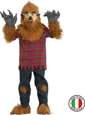 Werwolf Kostüm Jake Deluxe mit Wolfmaske für Kinder 7-9 Jahre Tier Wolf Tierkostüm mit Maske Halloween Fasching Karneval Mottoparty