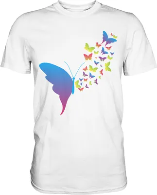 Produktbild von Bunte Schmetterlinge Silhouette T-Shirt – White / L