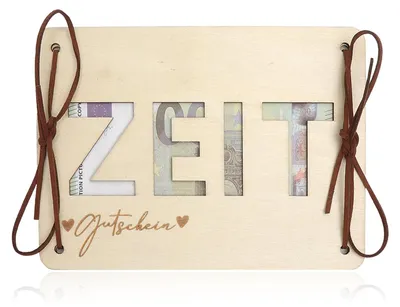 Geldgeschenk aus Naturholz, lustig, kreativ, 18x13 cm
