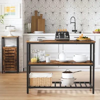 Produktbild von VASAGLE Küchenregal,120 x 60 x 90 cm, Kücheninsel, vintagebraun-schwarz