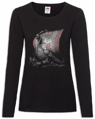 Produktbild von Urban Backwoods Viking Ship I, Damen Langarmshirt, Farbe: Schwarz, Größe: 2XL