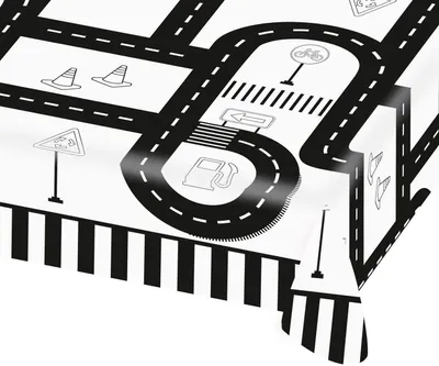 Produktbild von Amscan tischdecke unterwegs 180 x 120 cm Papier schwarz/weiss