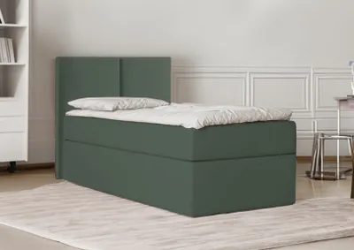 Produktbild von Bett Boxspringbett Continentalbett STAR MINI mit Bonell Matratze Einzelbett mit Container H3 (100x200 cm, Grün - Itaka 10, mit Topper VISCO)