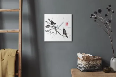 Produktbild von Coloray Hodiny Unikátní 30x30 cm  Tiché hodiny Pro obývací pokoj a kuchyň Nástěnné hodiny Plátno Bílé ručičky hodin - Průmyslová zvířata ptáci
