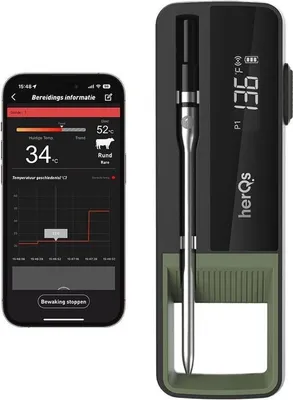 Zdjęcie produktu dla Cyfrowy termometr do mięsa Bluetooth z aplikacją i alarmem temperatury do 300°C - idealny do grilla i piekarnika