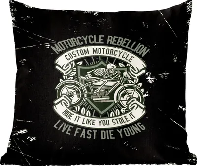 Produktbild von MuchoWow® Zierkissen Sofakissen Wohnzimmer Dekokissen 50x50 cm Motorrad - Skelett - Retro - Komfort - Sofakissen