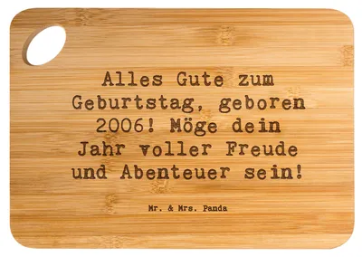 Produktbild von Mr. & Mrs. Panda Holzbrettchen Spruch 2006 Geburtstag - Transparent - Geschenk, Geburtstagsparty, Geburtstagsgeschenk, Frühstücksbrettchen, Schneidebrett, Jubiläum, Brett