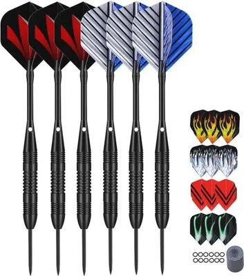 Produktbild von Famanu Dartpfeile Set 6/12 Stück mit Aluminium Schaft und Zubehör - 23 Gramm Darts für jeden Spieler