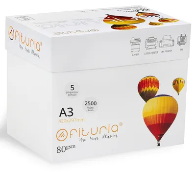 A3-Papier 80 g/m², 2500 Blatt, weiß, für Drucker und Kopierer