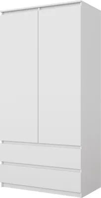 A white wardrobe with two doors and two drawers.