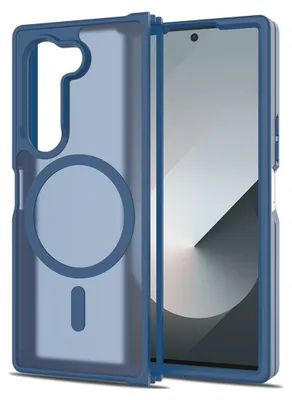 Obrázek produktu pro Magnetické pouzdro pro Samsung Galaxy Z Fold 6, kompatibilní s MagSafe, matná průsvitná zadní strana, odolné proti nárazům Tmavě modrá
