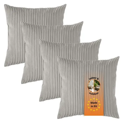 Productafbeelding van Set van 4 Kord-bankkussens, 40 x 40 cm, sierkussens, hoofdkussens, steengrijs, sleepling