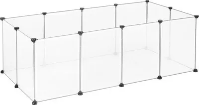 Obrázok produktu pre Domček pre psov, mačky a králiky – plast a kov – 140 x 72 x 46 cm – priehľadný