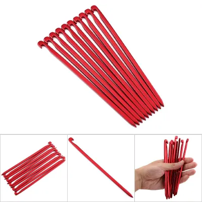 Imagen del producto de Tentharingen de aluminio, 10 unidades, color rojo, para camping