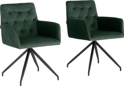 Produktbild von Aashay | Gepolsterte Esszimmerstühle 2er Set in PolyurethanlDark Green