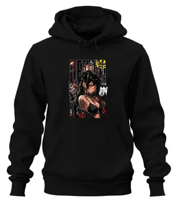 Productafbeelding van DEMON Anime Meisjeshoorn Gothic Streetwear Japan Y2K Hannya Hoodie, Zwart, Maat M