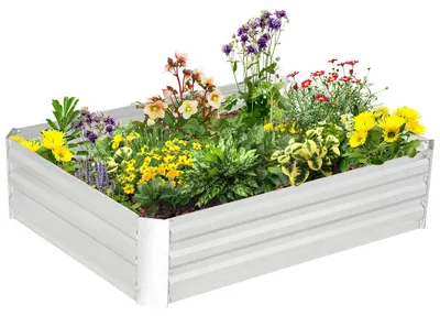 Produktbild von Outsunny Hochbeet aus verzinktem Stahl Gartenbeet Pflanzkasten Blumenkasten