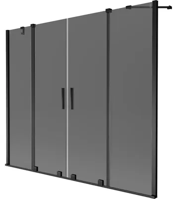 Obrázek produktu pro Mexen Velar Duo vanová zástěna 2-křídlová posuvná 180 x 150 cm, grafit, černá - 896-180-000-42-70