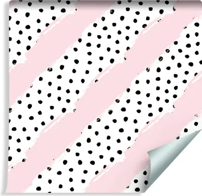 Zdjęcie produktu dla Tapeta Ozdoba scienna idealna Do Pokoju Dziecięcego Różowe PASKI Kropki Abstrakcyjna z efekte 3D