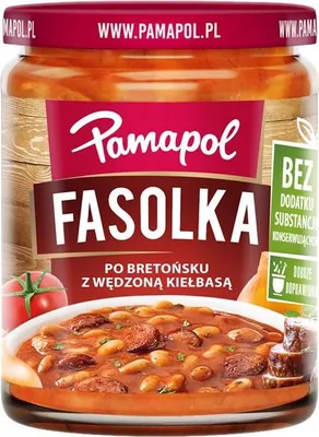 Zdjęcie produktu dla Pamapol - Fasolka po bretońsku z wędzoną kiełbasą 500g