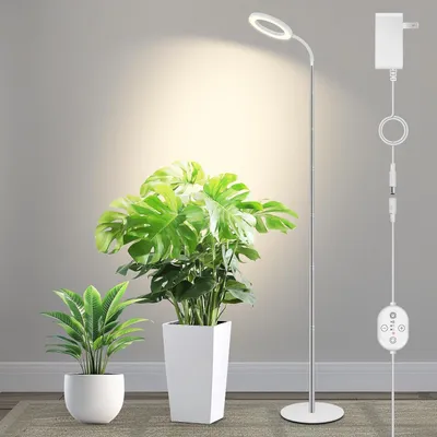 Image de Lampe de croissance LED - Lampe à spectre complet - Pour la culture de plantes d'intérieur - Tige télescopique réglable - 150 cm - Blanc