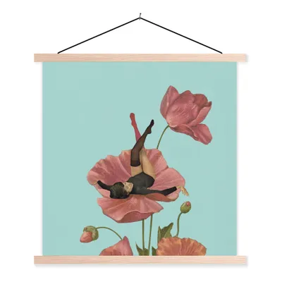 Produktbild von MuchoWow® Textilposter Träume - Vintage - Frauen 60x60 cm mit holzfarbenen Rahmen - Wanddekoration