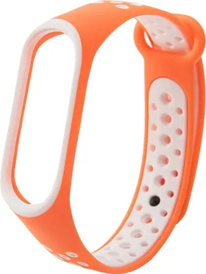 Imagen del producto de Correa de silicona intercambiable para Xiaomi Mi Band 4 / Mi Band 3 Dots, color naranja y blanco