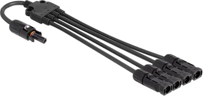 Produktbild von DeLOCK DL4 Solar Splitter Kabel 1 x Buchse zu 4 x Stecker 50 cm schwarz, Kabelsplitter, Schwarz, Männlich/Weiblich, 1 Stück(e), MC4, TS4, QC4, DL4