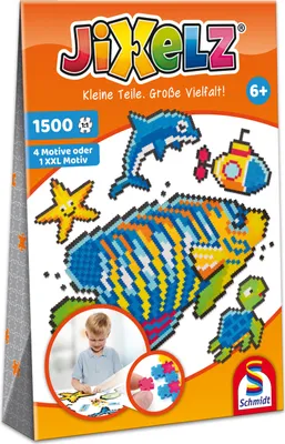 Produktbild von Schmidt Spiele Jixelz Unterwasserwelt, Mini-Puzzle, Kinderpuzzle, 1500 Teile, 1 großes oder 4 kleine Motive, 46117