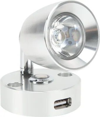 Image de RV LED Reading Light Press Dimming Switch USB Port Wall Mount Car Interior Light for Caravan Camper Boat Silver Neutral White