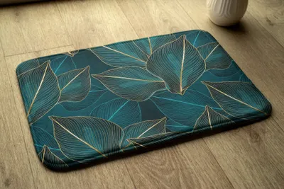 Produktbild von Badteppich Saugfähige - Badezimmer Teppich - Rutschfester Badvorleger Badematte - 75x45 cm - Pflanzenblätter