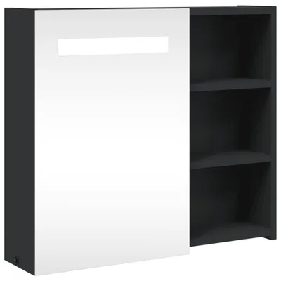 Produktbild von vidaXL Spiegelschrank mit LED-Beleuchtung Schwarz 60x13x52 cm
