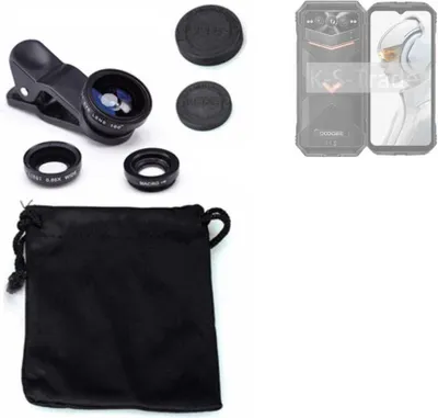 Produktbild von K-S-Trade Smartphone Kamera Linsen Set Kompatibel mit Doogee V Max Pro 3in1 Clip-On Kamera Adapter Macro Weitwinkel FishEye Fischauge Objektiv Linse