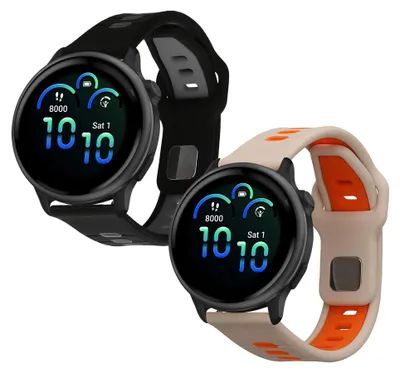 Produktbild von kwmobile 2x Uhrenarmband für Garmin vivoactive 6 / vivomove Trend / Forerunner 55 Armband - Fitnesstracker Band Set aus TPU Silikon - Ersatzarmband