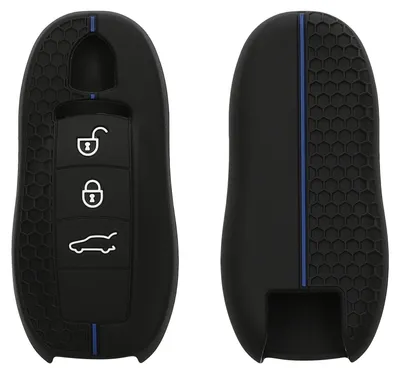 Produktbild von kwmobile Schlüsselhülle für Porsche 3-Tasten Autoschlüssel (nur Keyless) Hülle - Autoschlüssel Schlüssel Hülle aus Silikon - Schlüsseletui in Schwarz