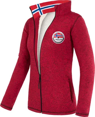 Produktbild von Nebulus Fleecejacke mit Teddyfell FALLOU Damen, warme Fleece Jacke, mit langem Full-Zip Reißverschluss, P5502 - Damen, rot, L/40