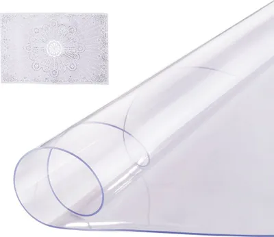 Image de Protection de table en PVC - nappe 1067x1067mm - film de table pour bureau - protection de table ronde - résistant et hydrofuge - idéal pour la cuisine et la salle à manger