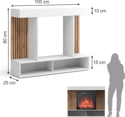 Obrázok produktu pre Elektrický krb Vicco Lynea biely 100 cm s realistickým efektom plameňa a 1800W ohrievačom, Model 51887
