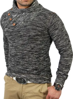 Produktbild von Reslad Herren Winter Grobstrick Pullover Strickpullover RS-3102 Schwarz XL