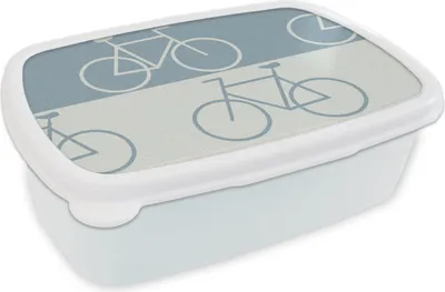 Produktbild von KitchenYeah® Lunchbox Brotzeit Brotdose 17x11 cm Fahrrad - Blau - Muster Kinder Brotzeitdose - Lunch Box - Kinder - Sandwich-Box - Schulbox - Lunch Boxen
