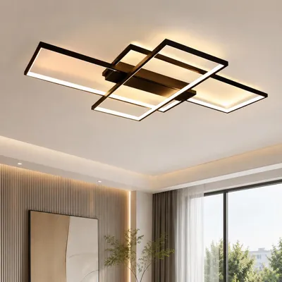 Immagine prodotto di ZMH LED Plafoniera Nero Dimmerabile Moderna Lampada da soffitto 88W Geometrico Soggiorno Luce Camera da letto Lampada, Immagine generata dall'IA
