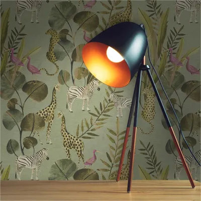 Produktbild von Tapete Tiertapete M1-No.12008 Vliestapete Floral Grün Braun Wohnzimmer Schlafzimmer
