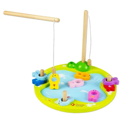 Produktbild von RAPPA Angelspiel 12-teilig mit Magnetangeln, 2 Angelruten und Holzbecken